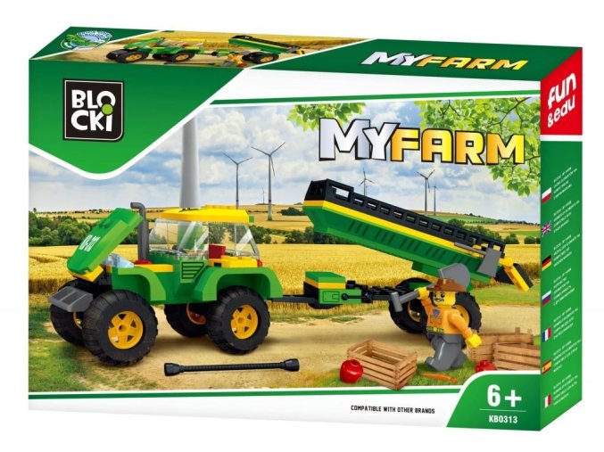 stavebnice Blocki traktor s vleckou 164 dilku