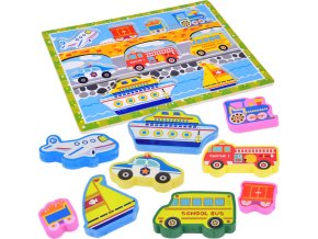 Dřevěné puzzle dopravní vozidla 9 dílné