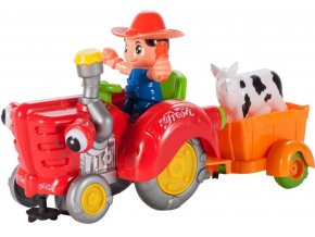 vesely traktor se svetly a zvuky Cartoon Traktor cerveny 5