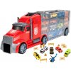 nakladni auto s auticky a helikopterou Red Truck