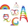 Dřevěné Montessori vzdělávací puzzle barevná duha + úkoly