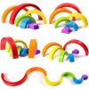Dřevěné Montessori vzdělávací puzzle barevná duha + úkoly