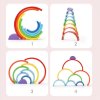 Dřevěné Montessori vzdělávací puzzle barevná duha + úkoly