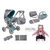 kocarek pro panenky 9346D set panenka sedo mentolovy