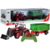 traktor na dalkove ovladani 1 28 cerveny zelena vlecka