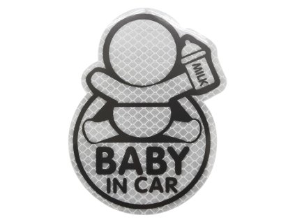 Samolepka reflexná BABY IN CAR strieborná