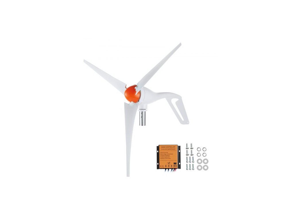 VEVOR 500W generátor větrné turbíny 24V 3listá sada větrné turbíny a MPPT ovladač