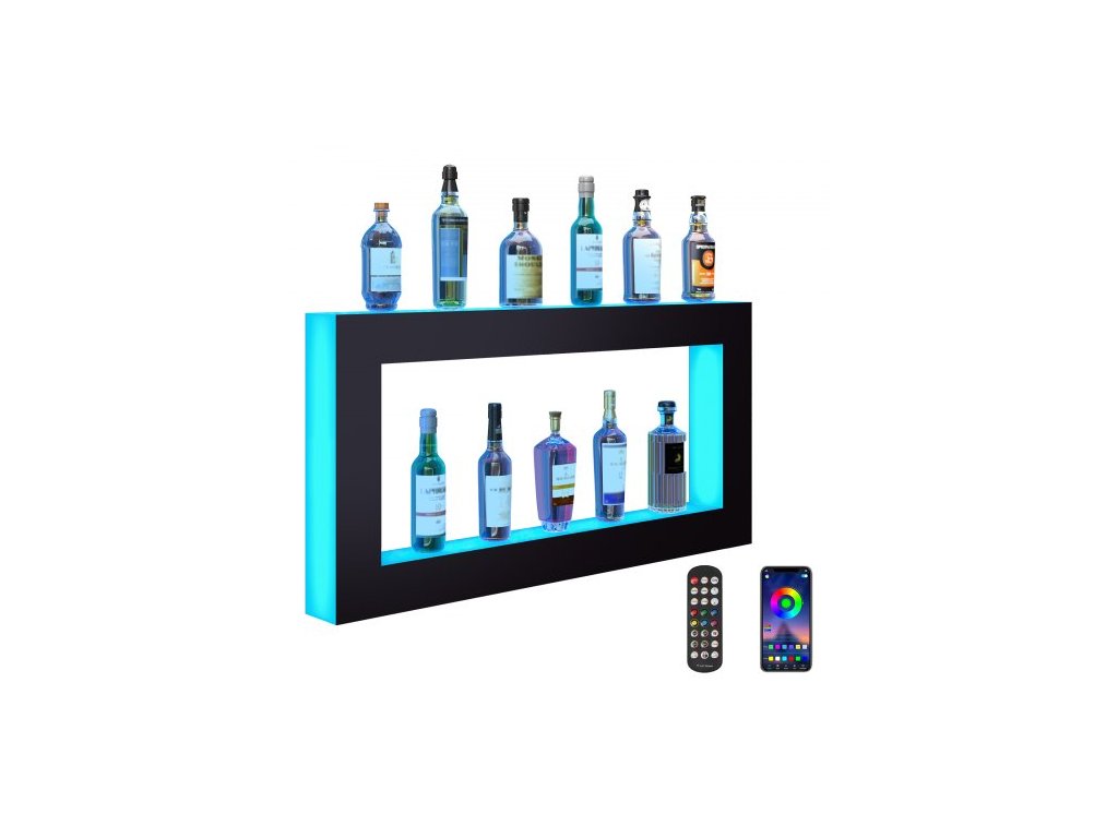 VEVOR LED osvětlená lišta s displejem na láhve na alkohol 48palcový RF & App Control