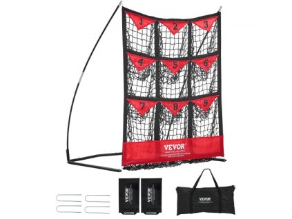 Baseballová síť VEVOR s 9 otvory, 36" x 30" tréninkové vybavení pro softball baseball pro nadhazování, přenosná pomůcka pro rychlé sestavení s taškou, Strike Zone, pozemní kolíky, pro mládež, dospělé