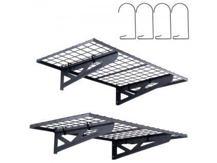VEVOR Garážové skladové police, 2 balení, 4 x 2 ft Těžké garážové police Nástěnné, 502 lb Nosnost (celková) Garážový úložný regál Plovoucí police, Vhodné pro obchod, kůlnu, garážové skladování