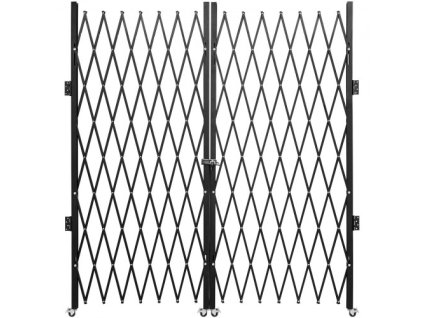 VEVOR dvojitá skládací bezpečnostní brána, 6-1/2' V x 12' W skládací dveřní brána, ocelová harmoniková bezpečnostní brána, flexibilní rozkládací bezpečnostní brána, 360° rolovací barikádová brána, nůžková brána nebo dveře s klíči