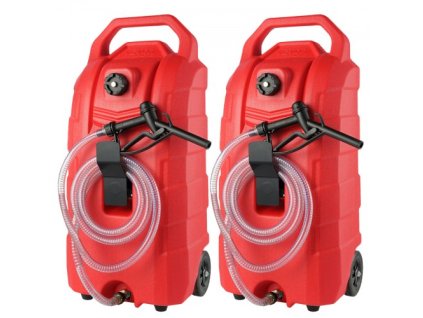 VEVOR 16 galonový vozík na palivo, 7,8 l/min, přenosná nádoba na plyn s pryžovými kolečky ruční pumpy, nádrž na přečerpávání paliva pro benzín Dieselový stroj Olej Auto sekačky Traktor Loď Motocykl