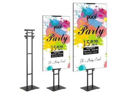 Stojan na plakáty VEVOR, nastavitelná výška až 75", oboustranný držák na štítky pro těžký provoz, stojan na plakáty na podlahu Stojan na plakáty se základnou tlumící nárazy pro displej, pro desku a pěnu, černá