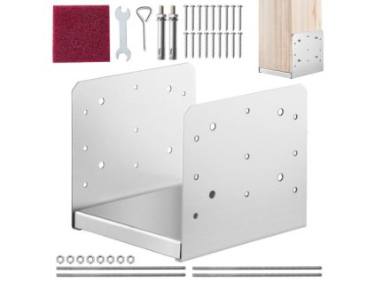 VEVOR 203,2 x 203,2 mm Základna sloupku, 1 ks Nastavitelný kotevní držák sloupku z nerezové oceli (vnitřní 198 x 185), Nastavitelná základna sloupku pro zábradlí na pavilonu Zábradlí Zábradlí Dekorativní kotevní deska