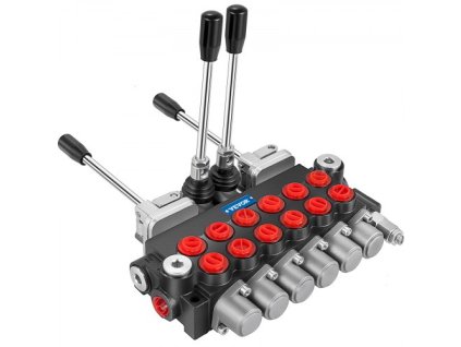 Hydraulický směrový řídicí ventil VEVOR, 6 řadový hydraulický šoupátkový ventil, 11 GPM hydraulický nakládací ventil, 4500 PSI směrový řídicí ventil, hydraulické ventily a ovladače pro nádrže traktorů a nakladačů
