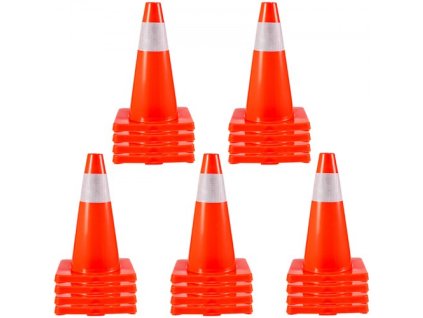 VEVOR 20Pack 18" dopravní kužely, bezpečnostní kužely pro parkování na silnici PVC základna, oranžový dopravní kužel s reflexními límci, nebezpečné konstrukční kužely pro domácí dopravní parkování