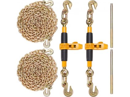 VEVOR Ratchet Chain Binder 2PCS, 3/8"-1/2" Heavy Duty Load Binders, s řetězy G80 12000 lb Bezpečný limit zatížení, protiskluzová rukojeť šetřící práci, vázání tažného řetězu pro valníkový přívěs