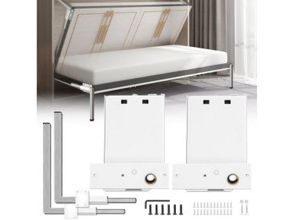 VEVOR Murphy Mechanismus montážních pružin na stěnu Heavy Duty Support Hardware Sada pro kutily pro manželskou postel Queen Twin Size (horizontální), bílá