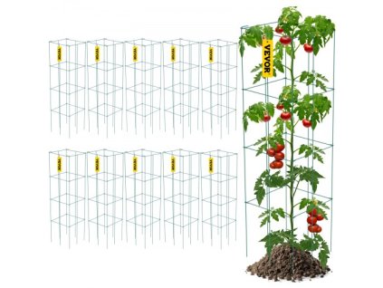 VEVOR klece na rajčata, 11,8" x 11,8" x 46,1", 10 balení čtvercové klece na rostliny, zelené ocelové věže na rajčata potažené PVC pro popínavou zeleninu, rostliny, květiny, ovoce