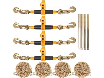 VEVOR Ratchet Chain Binder, 5/16"-3/8" Heavy Duty Load Binders, s řetězy G80 7100 lb Bezpečný limit zatížení, protiskluzová rukojeť šetřící práci, vázání tažného řetězu pro valník, 4 P