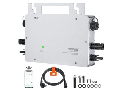 VEVOR Solar Grid Tie Micro Inverter 600W Vodotěsný IP67, Solar Micro Inverter vzdálené monitorování přes aplikaci a WIFI