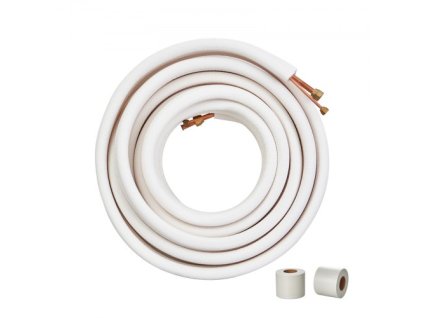 Sada mini dělených potrubí VEVOR 15240 mm, 6,4 a 12,7 mm vnější průměr měděných trubek a třívrstvá izolace, pro mini dělené chladicí nebo topné čerpadlo pro klimatizaci a HVAC s balicími proužky.