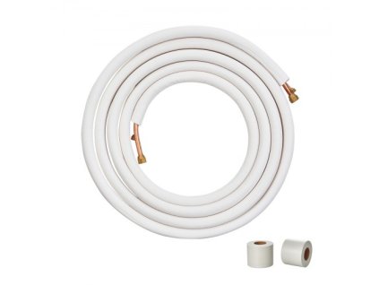 Sada mini dělených potrubí VEVOR 7620 mm, 9,5 a 15,9 mm vnější průměr měděných trubek a třívrstvá izolace, pro mini dělené chladicí nebo topné čerpadlo pro klimatizaci a HVAC s balicími proužky.