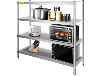 Úložný regál VEVOR, 4patrový regál z nerezové oceli, úložná policová jednotka, 70,9 x 17,7 x 59,1 palce Heavy Duty Storage Rack police, celková kapacita 1320 liber s nastavitelnou výškou