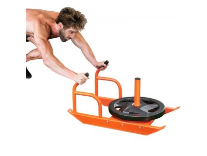 Posilovací sáně VEVOR, posilovací sáně pro fitness s rukojetí, ocelové silové sáně pro cvičení a zlepšení rychlosti, vhodné pro 1" a 2" činku, oranžová