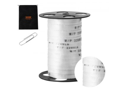 VEVOR Polyesterová stahovací páska, 5/8" x 108' Mule Tape Ploché lano, Kapacita v tahu 2200 lbf, Potištěná páska pro stahování kabelů pro balení, zahradnictví, komerční elektrotechniku, elektroinstalační práce, bílá