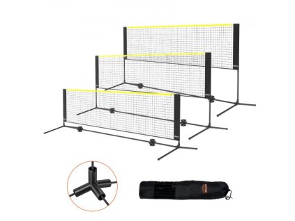 Badmintonová síť VEVOR, výškově nastavitelná volejbalová síť, 10 stop široká skládací síť na okurky, přenosná sada tenisových sítí s hůlkami, stojanem a taškou pro snadné nastavení, pro děti Hry na dvorku Vnitřní venkovní použití