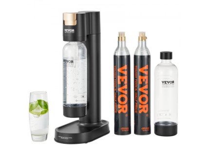 Výrobník perlivé vody VEVOR, stroj na výrobu sody pro domácí sycení oxidem uhličitým, startovací sada Seltzer Water se 2 1l PET lahvemi bez BPA, 2 lahvemi CO2, kompatibilní s běžnou šroubovací 60l lahví CO2