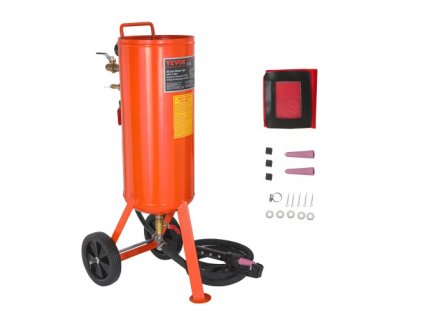 Pískovací pistole VEVOR s objemem 10 galonů pro vysoké zatížení, tlak 60-110 PSI, 2 trysky a hadicí o délce 7,5 m