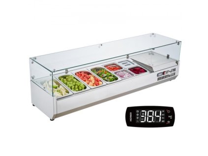 VEVOR Stolní chlazená stanice na přípravu pizzy na salát 155 W Glass Guard CE