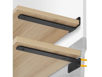 Držák police VEVOR, 10”D x 4”Š x 1,6”V, 6 ks Plovoucí držáky polic pro těžký provoz, držáky pro police, 5mm tlustý matný černý L držák police, ocelové držáky polic s nosností 160 liber
