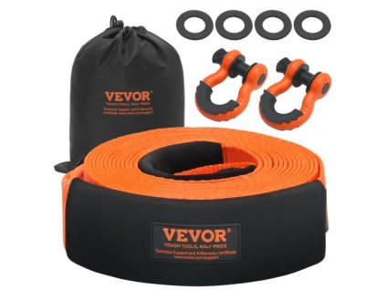 VEVOR Heavy Duty Taw Strap Recovery Kit 3" x 30 stop (MBS-36,000 lbs) Tree Saver Popruh na naviják, trojité zesílené poutko a ochranné rukávy a úložný vak, 3/4" D-Ring Shackles, pro Truck Jeep SUV ATV