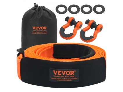 VEVOR Heavy Duty Taw Strap Recovery Kit 3" x 20 ft (MBS-36,000 lbs) Tree Saver Popruh na naviják, trojité zesílené poutko a ochranné rukávy a úložný vak, 3/4" D-Ring Shackles, pro Truck Jeep SUV ATV