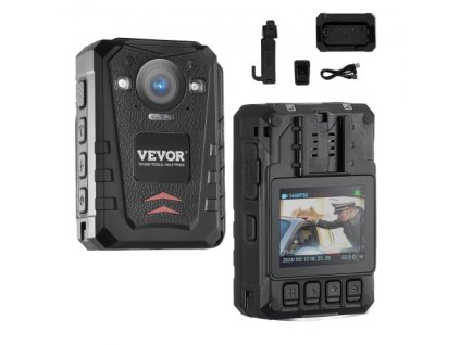 Policejní kamera VEVOR 1440P 64G Body Cam 3500 mAh baterie Night Vision GPS