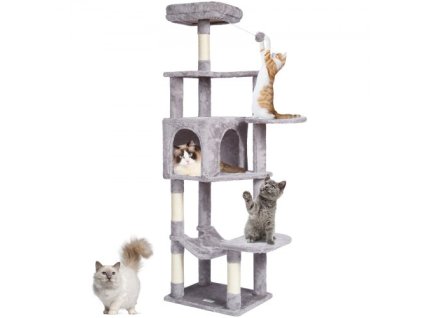 VEVOR Cat Tree 60,6" věž pro kočky se sisalovým škrabacím sloupkem pro kočky světle šedá