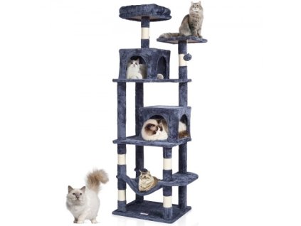 VEVOR Cat Tree 63" kočičí věž se 2 kočičími bytovými jednotkami sisalovým škrabacím sloupkem světle šedá