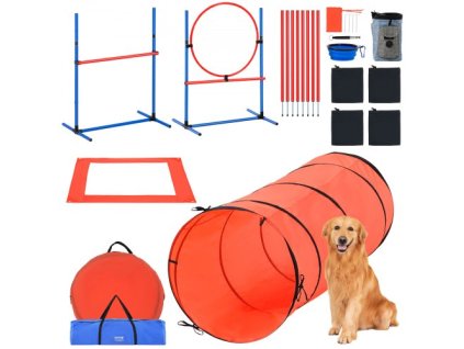 VEVOR Kombinovaná sada vybavení pro výcvik psů agility 5 ks s překážkovým tunelem