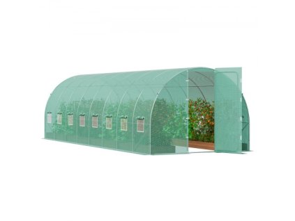 VEVOR Walk-in tunelový skleník 27,38 x 9,5 x 7,38 stop pozinkovaný rám PE kryt zelený
