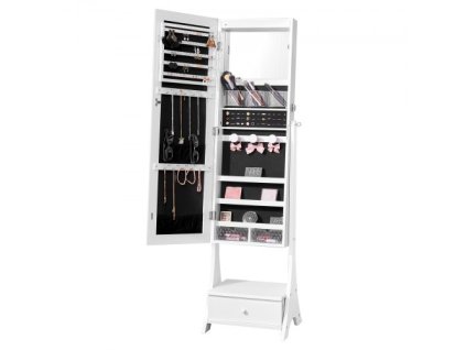 VEVOR Mirror Skříňka na šperky Stojací zrcadlo s úložným prostorem po celé délce Bílé