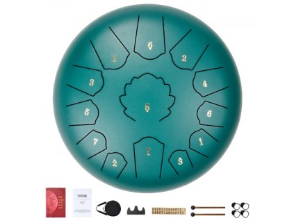 VEVOR Steel Tongue Drum 12 in 13 Notes Rain Drum pro Outside C Major Green