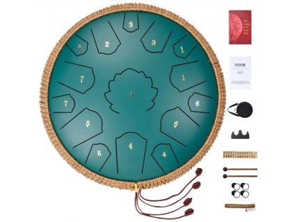 VEVOR Steel Tongue Drum 14 v 15 Notes Rain Drum pro Outside C Major Green