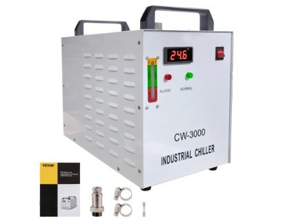 VEVOR 9L zásobníkový chladič vody CW-3000DG Termolytický průmyslový vodní chladič Chladič vody pro 60W 80W CO2 skleněný laserový chladič