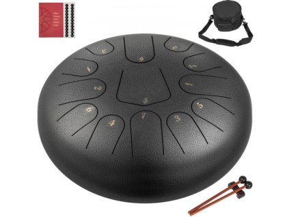 VEVOR Steel Drum 13 Notes Perkusní nástroj 12palcový jazykový buben, ocelový buben, ocelové bicí nástroje s taškou, kniha, paličky, držák paličky, závěsný buben, barva pistole