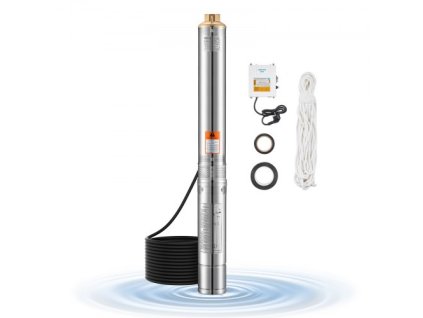 Ponorné čerpadlo VEVOR do hlubinných vrtů, nerezová ocel, příkon 1100 W, maximální zdvih 279 stop, průtok 65 l/min s externí ovládací jednotkou pro zavlažování zemědělství, napájení hospodářských zvířat, zásobování domácností vodou, odčerpávání řek…