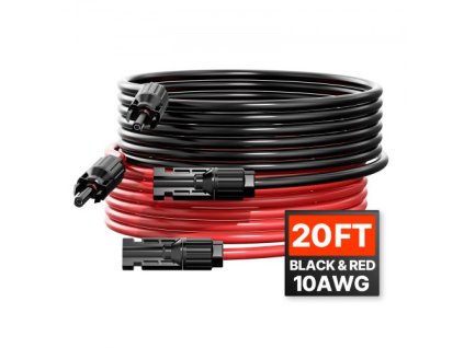 Prodlužovací kabel solárního panelu VEVOR 20FT s konektory samice a samce 10AWG 1 pár