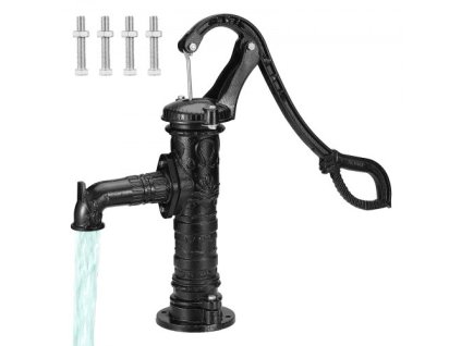 Starožitná ruční vodní pumpa VEVOR 14,6 x 5,9 x 25,6 palce Džbánková pumpa s litinovou studnou pumpou s rukojetí s přednastavenými 0,5" otvory pro snadnou instalaci Staromódní džbánková ruční pumpa pro zahradní jezírka Zahrada černá